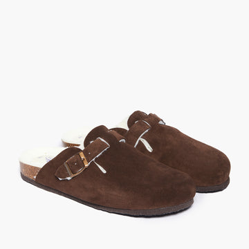 Plakton Clog – Blogg Dark Brown Lined Suede